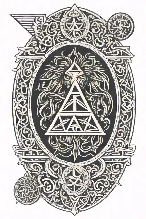 Triforce With Irish Eternity Knot And Scottish Lion