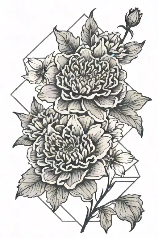 Carnation And Daisy Flower Intertwined