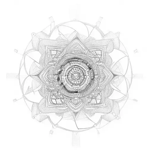 An Abstract Representation Of A Motorcycle Engine In The Form Of A Mandala