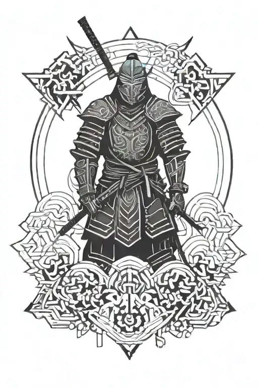 Black And White Fine Art Medium Dark Samurai Japanese Style