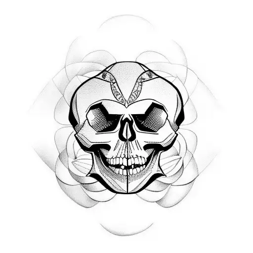 Skull Flower And Hourglass
