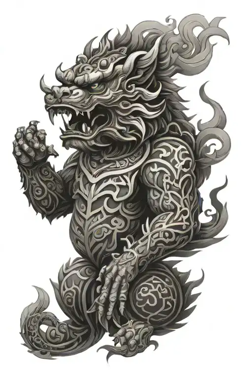 Foo Dog Angry With Smoke