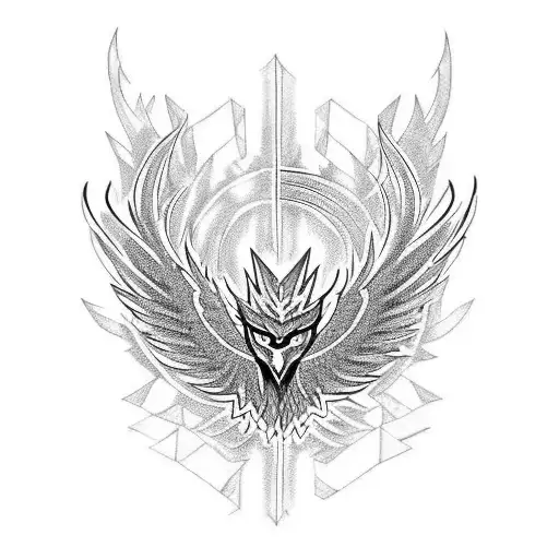 Phoenix On Fire With A Motorcycle Chain Wrapped Around It