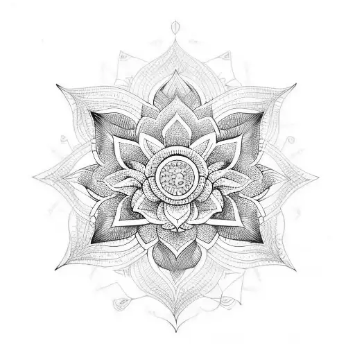 Lotus With Geometric Patterns