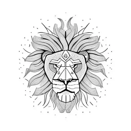 Lion Head With Skulls