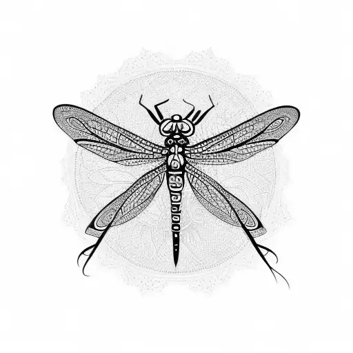 A Dragonfly Surrounded By Indian Art Patterns