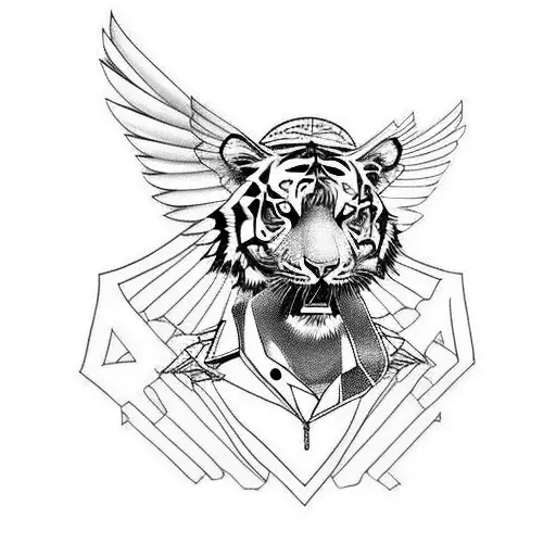 Tiger With Wings And Soilder