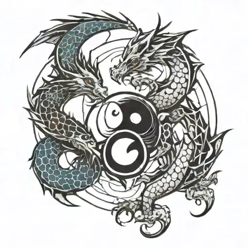 Graffiti Dragon Uroboros Ying Yang