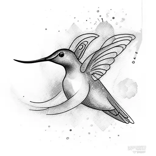 Humming Bird In Water Color