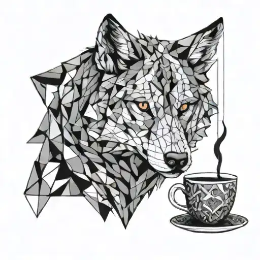 Wolf Weaing Sneakers And Drinking From A Tea Cup