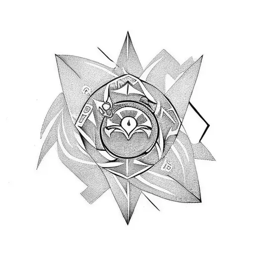 A Tattoo Representing True Love Through A Fusion Of Video Game Characters And Tahitian Symbols