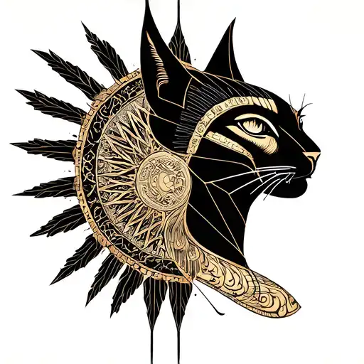 Goddess Bast With A Zodiac Sign Libra Geometric Pattern Von