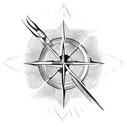 Fine Line Arrow With Compass