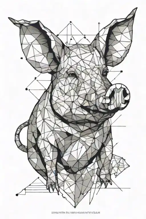 Tatoo Line Geometrict Pig