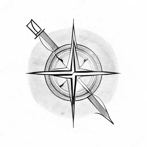 Fine Line Arrow With Compass
