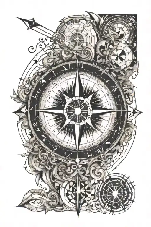 Compass Surrounded My Music Notes Flowing