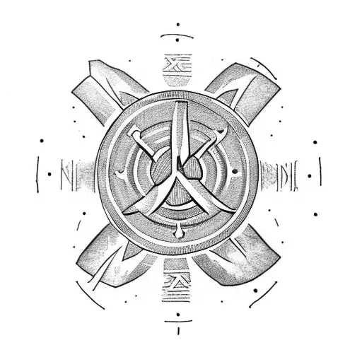 Viking Rune With A Small Compass
