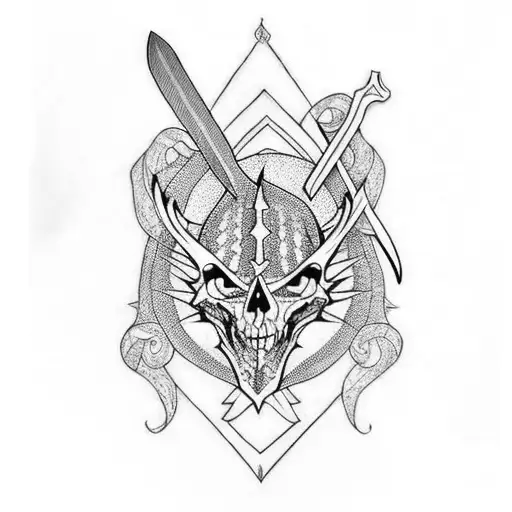 Spine Tattoo With Sword