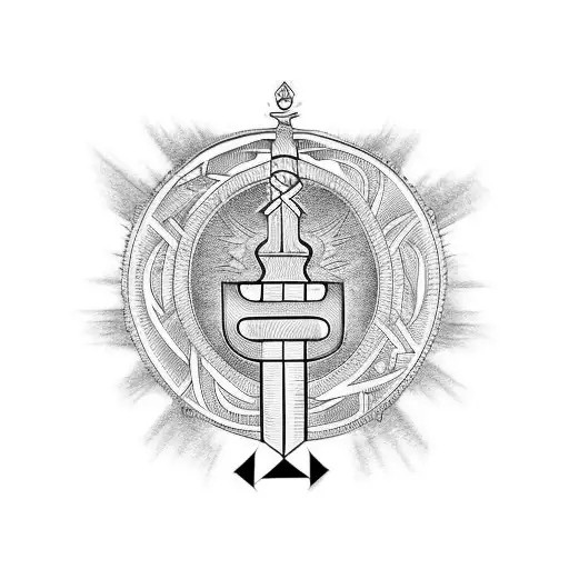 Long Narrow Black And Grey Spine Tattoo With The Greek Key