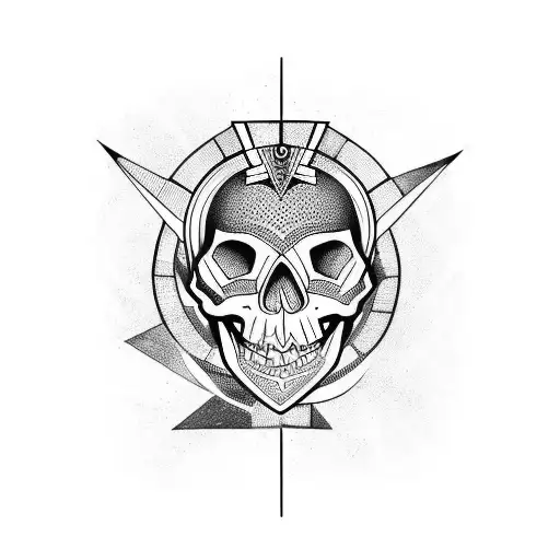 Skull Adorned With Egyptian God Figurines