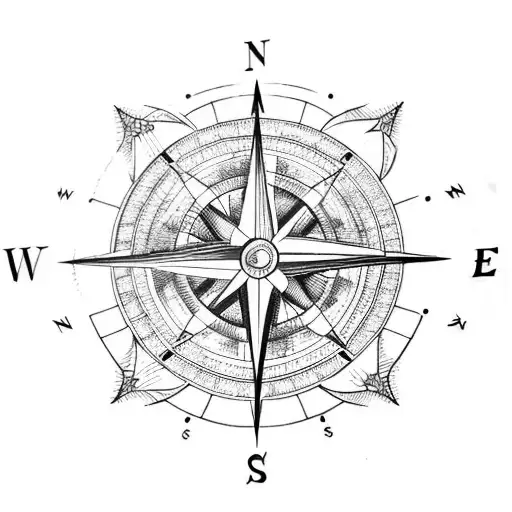Detailed Compass On Top Of An Arrow