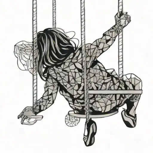 Little Girl Seen From Behind On A Swing Nature Decor