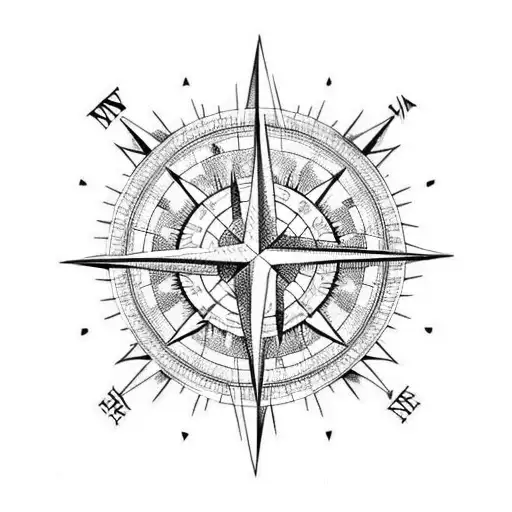 Detailed Compass With An Arrow Through The Compass