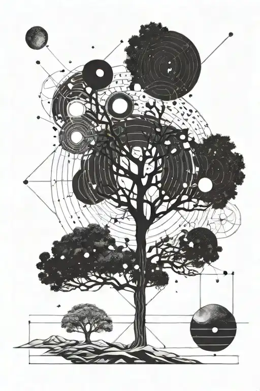 Tree And Solar System Tattoo