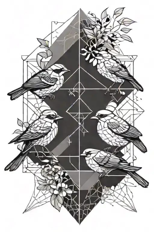 Mother And Father Bird Feeding 4 Baby Birds