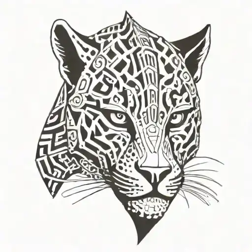 Jaguar Warrior Mask Simple Outline