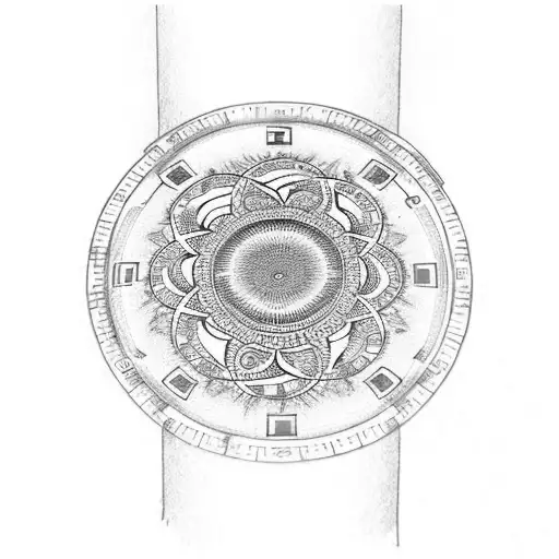 Fibonacci Sequence And Watch Gears And Palm Tree Tattoo