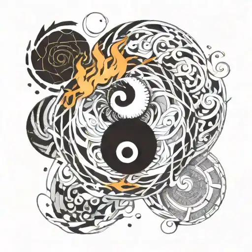 Ice Water And Fire Yin Yang Symbol