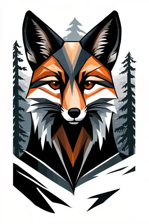 Fox Face With Woodsy Backdrop Scenery