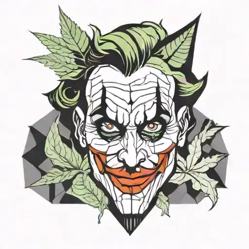 Joker Smoking Weed In A Weed Shaped Leaf