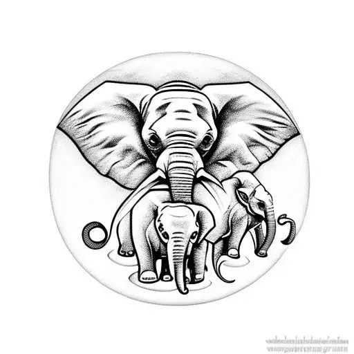 Mother And Baby Elephant Head