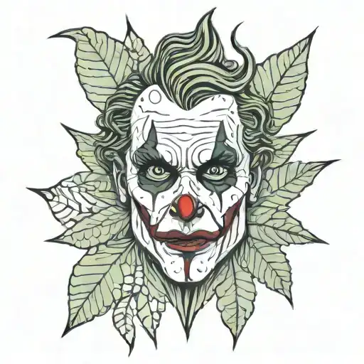 Joker Smoking Weed In A Marihuana Leaf