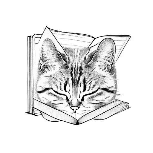 Cat Sleeping On Book Shelf