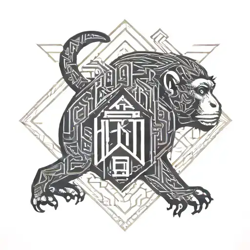 Year Of The Monkey Sign Integrated With 1992