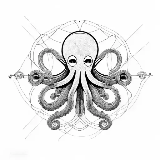 Engineer Octopus Composing A Symphony With Musical Notes Forming Machinery