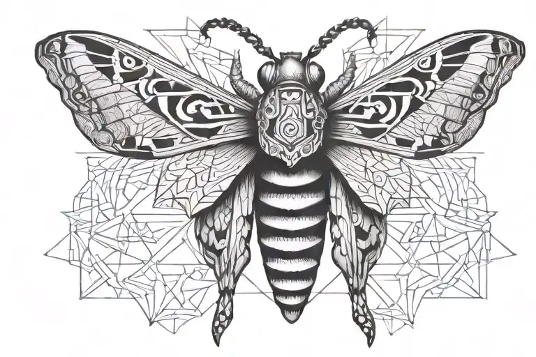 Death Head Moth With Designes