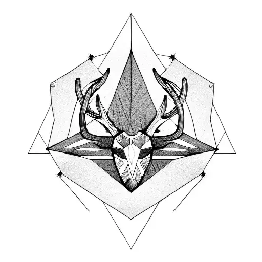 Deer Horns In Triangle With Devil Symbols