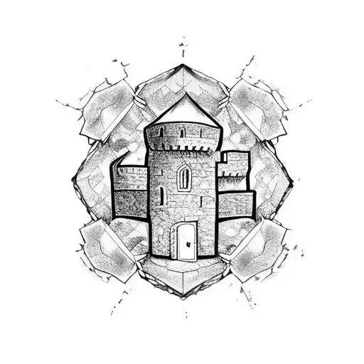 Crumbling Castle With Four Leaf Clover Growing From The Rubble