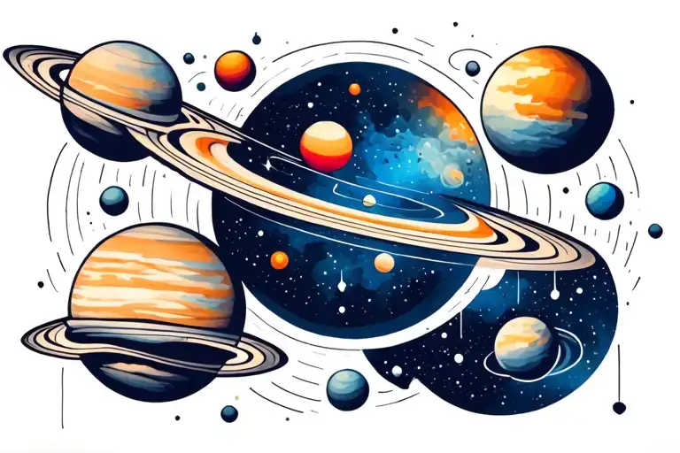 Outer Space Surrounded By Planets