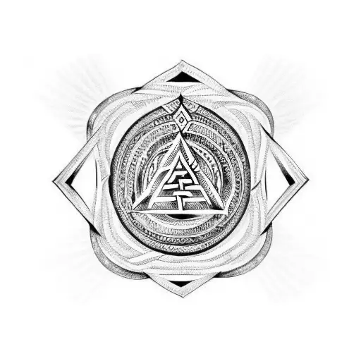 Valknut With Tree Of Life And Runes