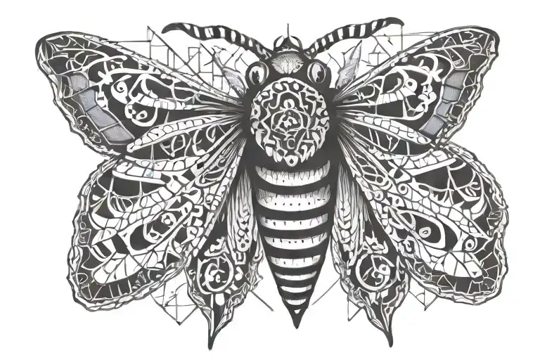 Death Head Moth With Designes