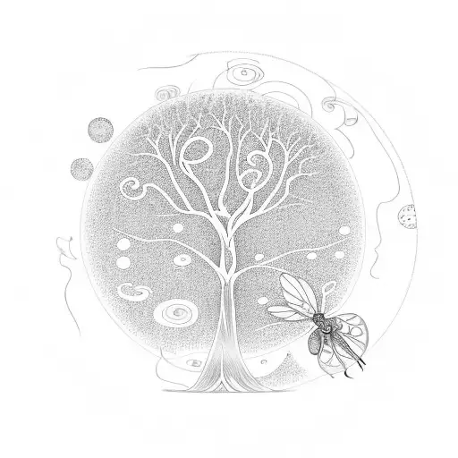 Tree Of Life With Abstract Space And A Dragonfly With A Semicolon Incorporated