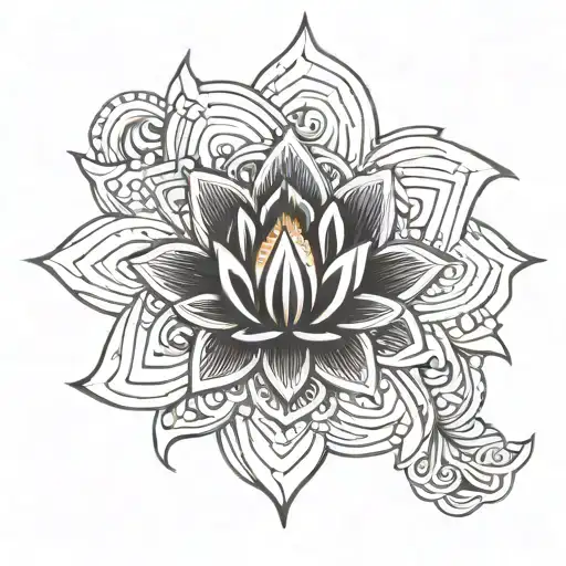 Shiva Trishul Intertwined With A Lotus Flower