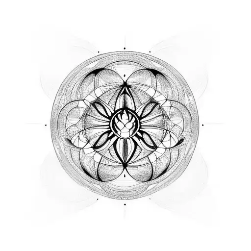 Black Matte Spider With The Shape Of Sacred Geometry In Laser Red Color Tattoo On Its Tail