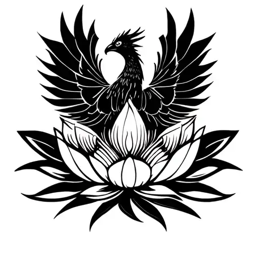 Phoenix Rising From A Lotus Flower