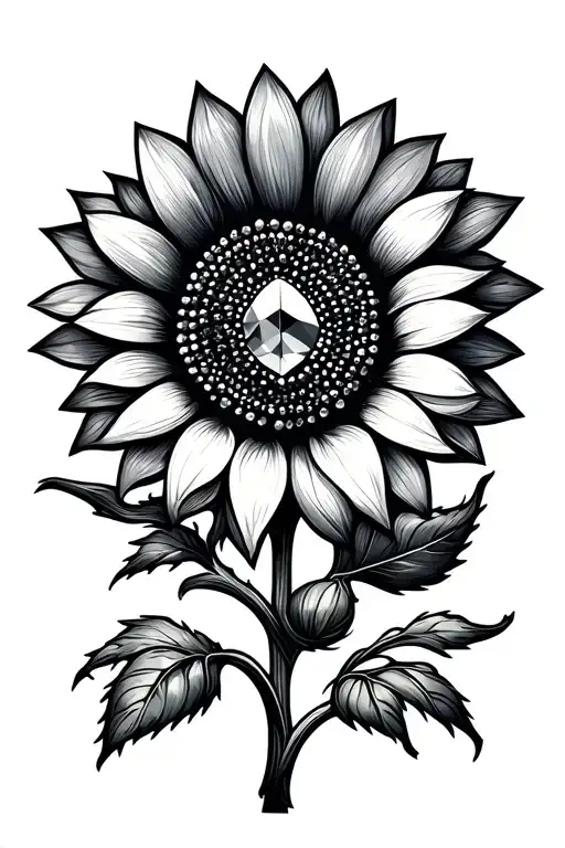 Sunflower Overlapping A Diamond With Beads Intertwined